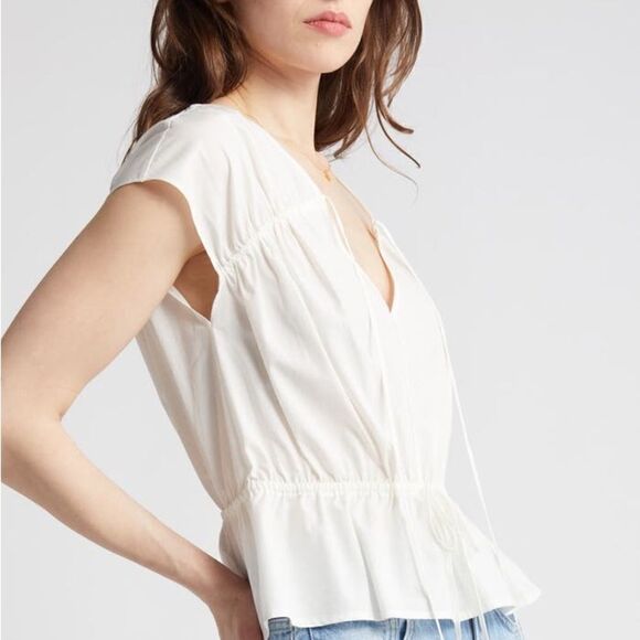 Rails NWT Savi Cotton Blend Peplum Blouse White Size L - Picture 4 of 16
